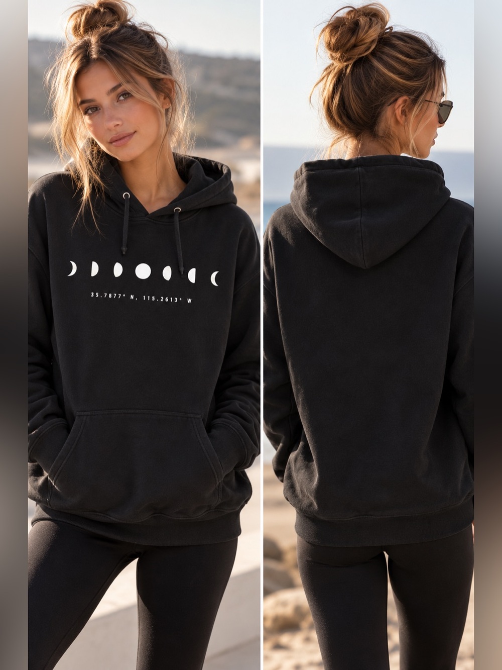 Independent Trading Co Black Moon Phases Coordinates Graphic Hoodie Size L